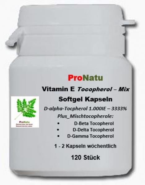 ProNatu 120 Vitamin E softgels 1.000 IU (Tocopherol - Mix)